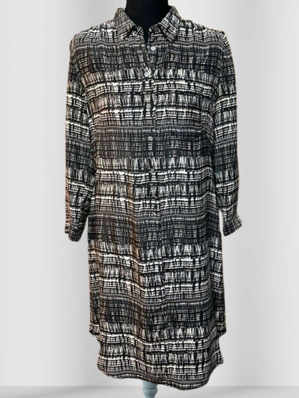 Broadway & Broome Black & White Printed Shirt Dress - XS